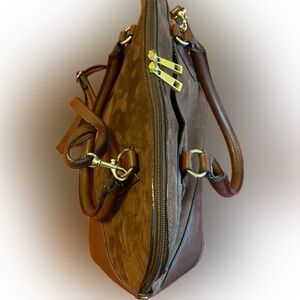 Brown Suede and leather look handbag/crossbody. EUC.  Plenty of room inside